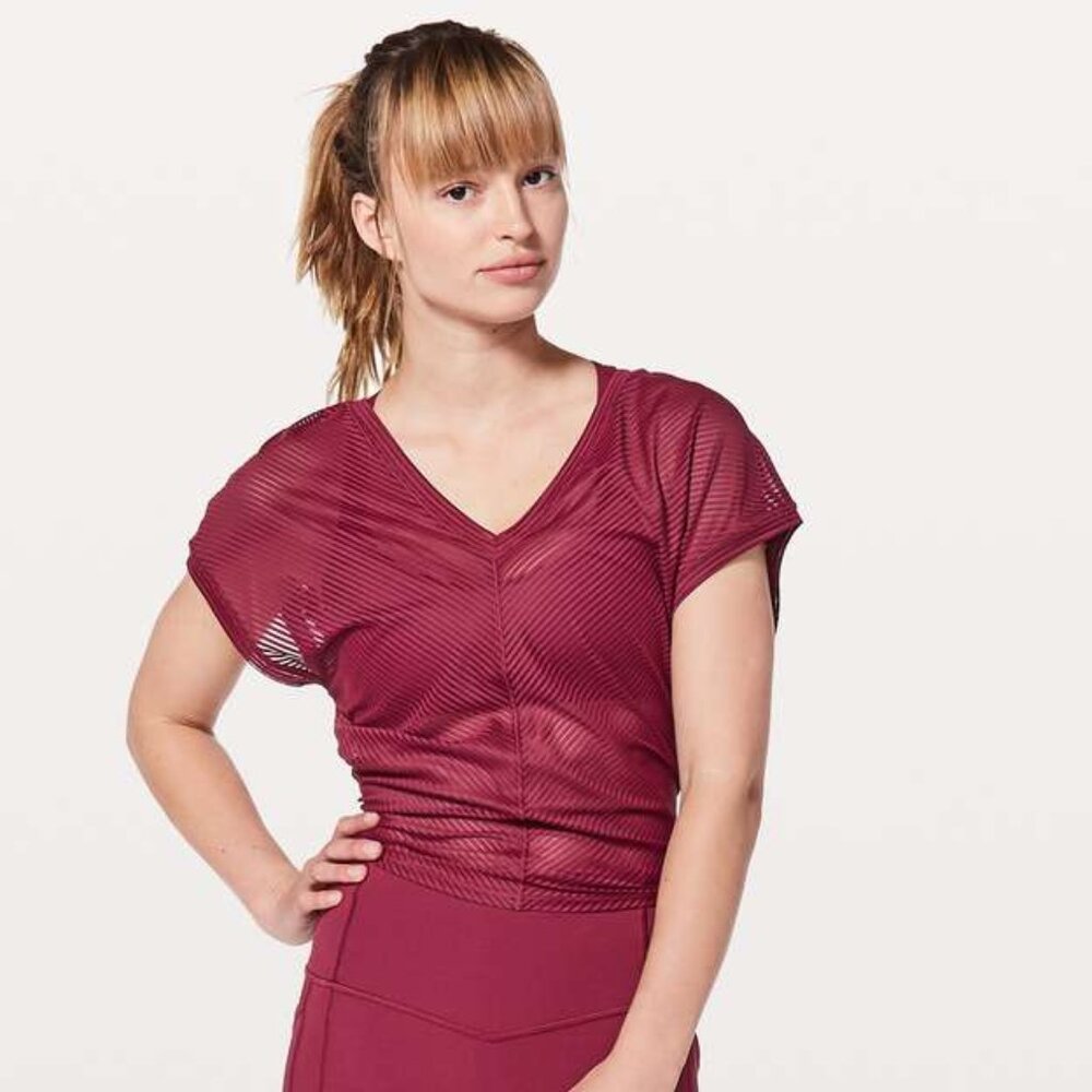 Lululemon Women's Ahead By Miles Short Sleeve - Dark Red